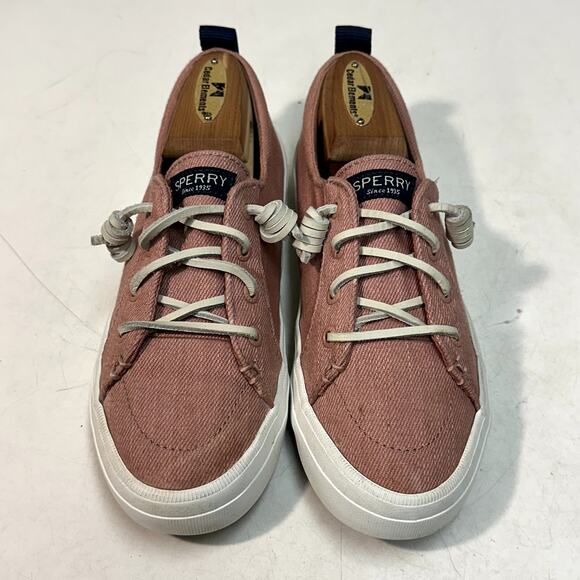 Sperry Shoes - VERY GOOD Sperry Top-Sider Women's Crest Vibe Linen Sneaker Boat Shoe Red Pink 6